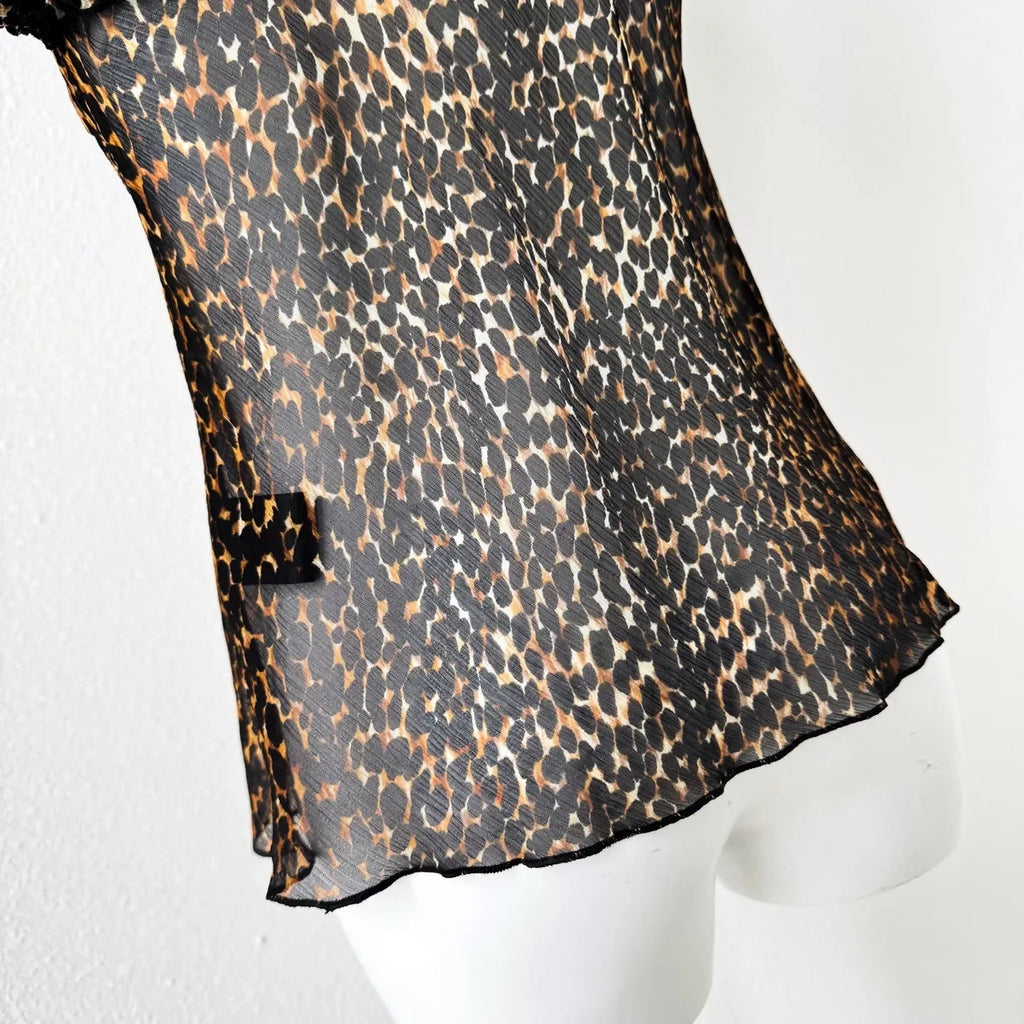 Women's 100% Silk Leopard Print Camisole - Strapless Lace Trim Tank Top Summer 2025