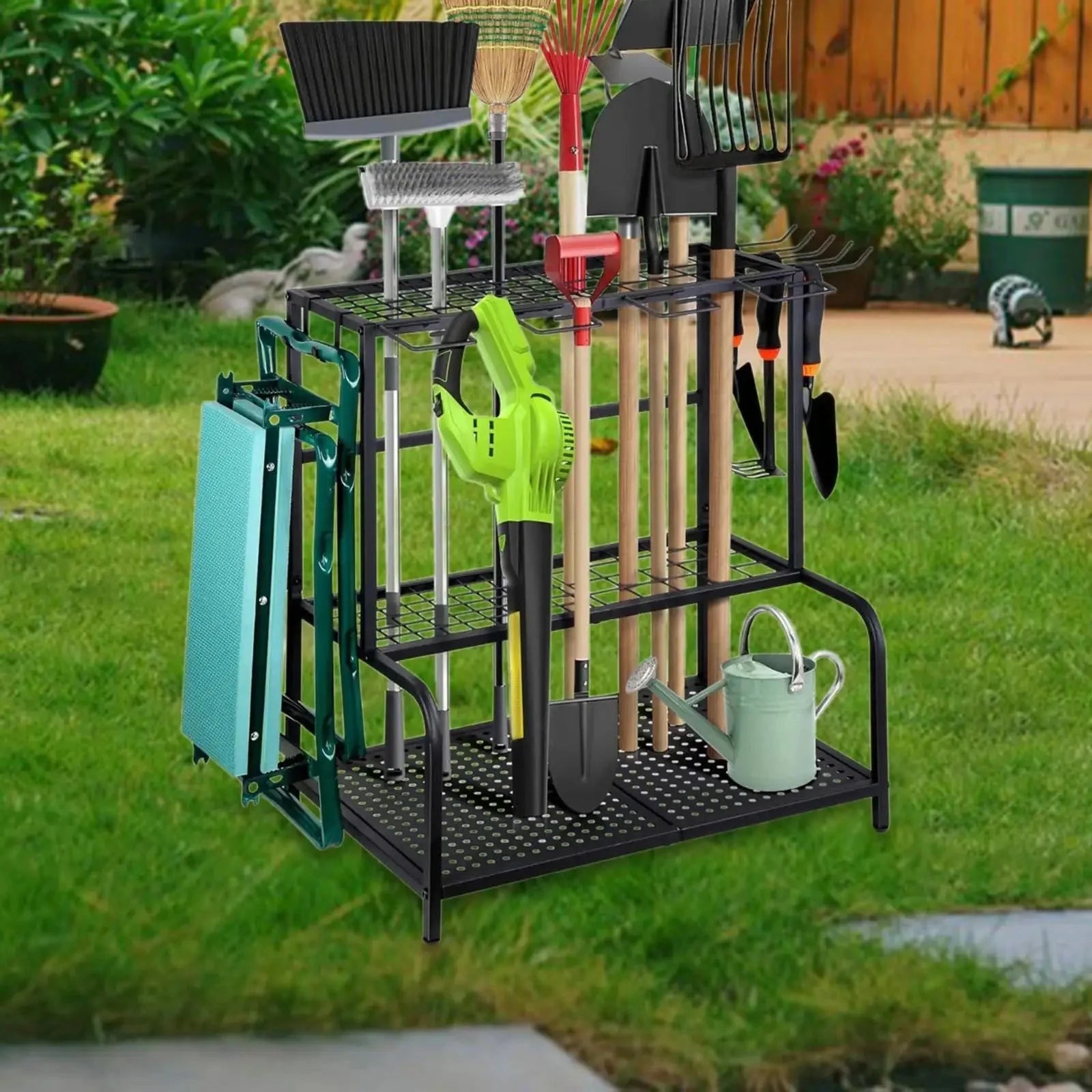 Carbon Steel Garden Tool Organizer - 3-Tier Storage Rack The Max Mall