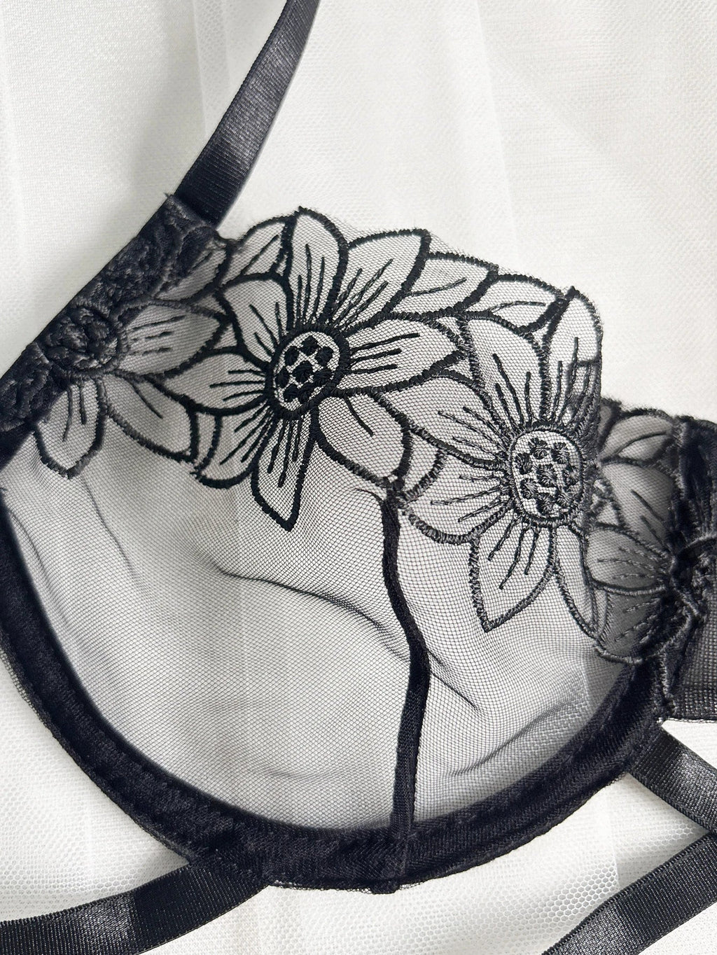 Women's Underwire Floral Embroidery Bra & Brief Set - Unlined Sexy Lingerie S-XL
