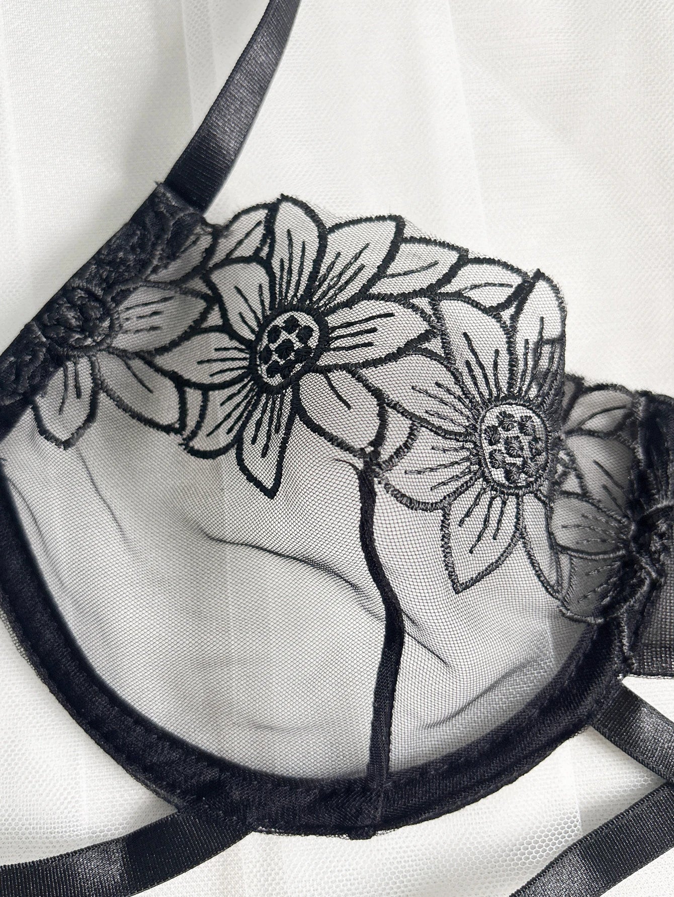 Women's Underwire Floral Embroidery Bra & Brief Set - Unlined Sexy Lingerie S-XL