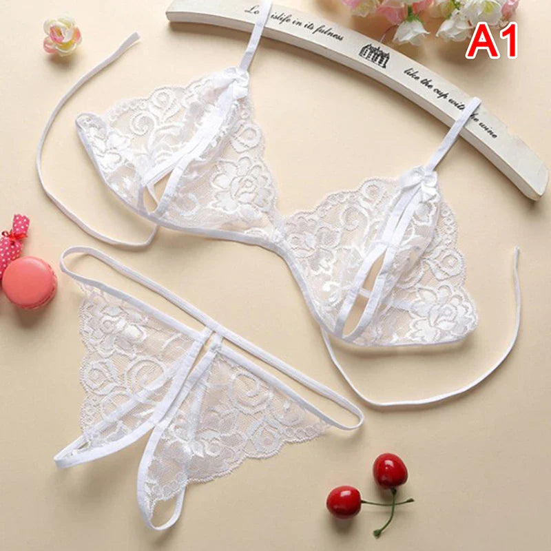 HELTFARM Women's Wireless Full Cup Bra & Brief Set - Unlined Sexy Nylon Lingerie