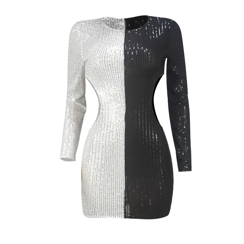 PDMCMS Women's Sequin Mini Dress - Sleeveless A-Line O-Neck Party Club Dress Spring/Summer 2024