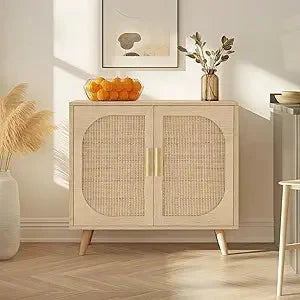ZHUXIANG Rattan Cabinet - Modern Storage Sideboard ZHUXIANG