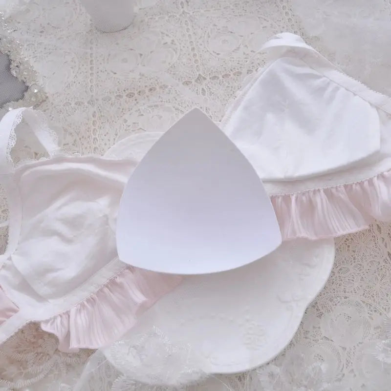 Women's Wireless Lace Bra & Brief Set - Lolita Style 3/4 Cup Push Up Lingerie M-XL