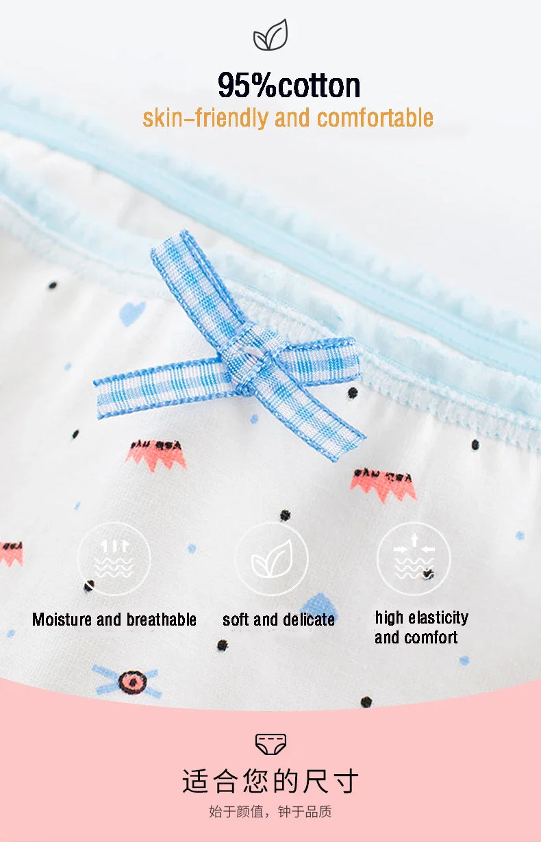 AIANGELAQIN Women's Cotton Briefs - Seamless Mid-Rise Underwear with Bow & Lace Trim M-XXL