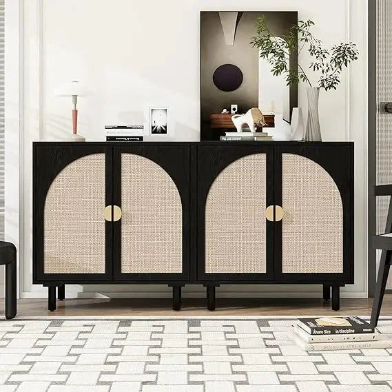 ZHUXIANG Rattan Cabinet - Modern Storage Sideboard ZHUXIANG