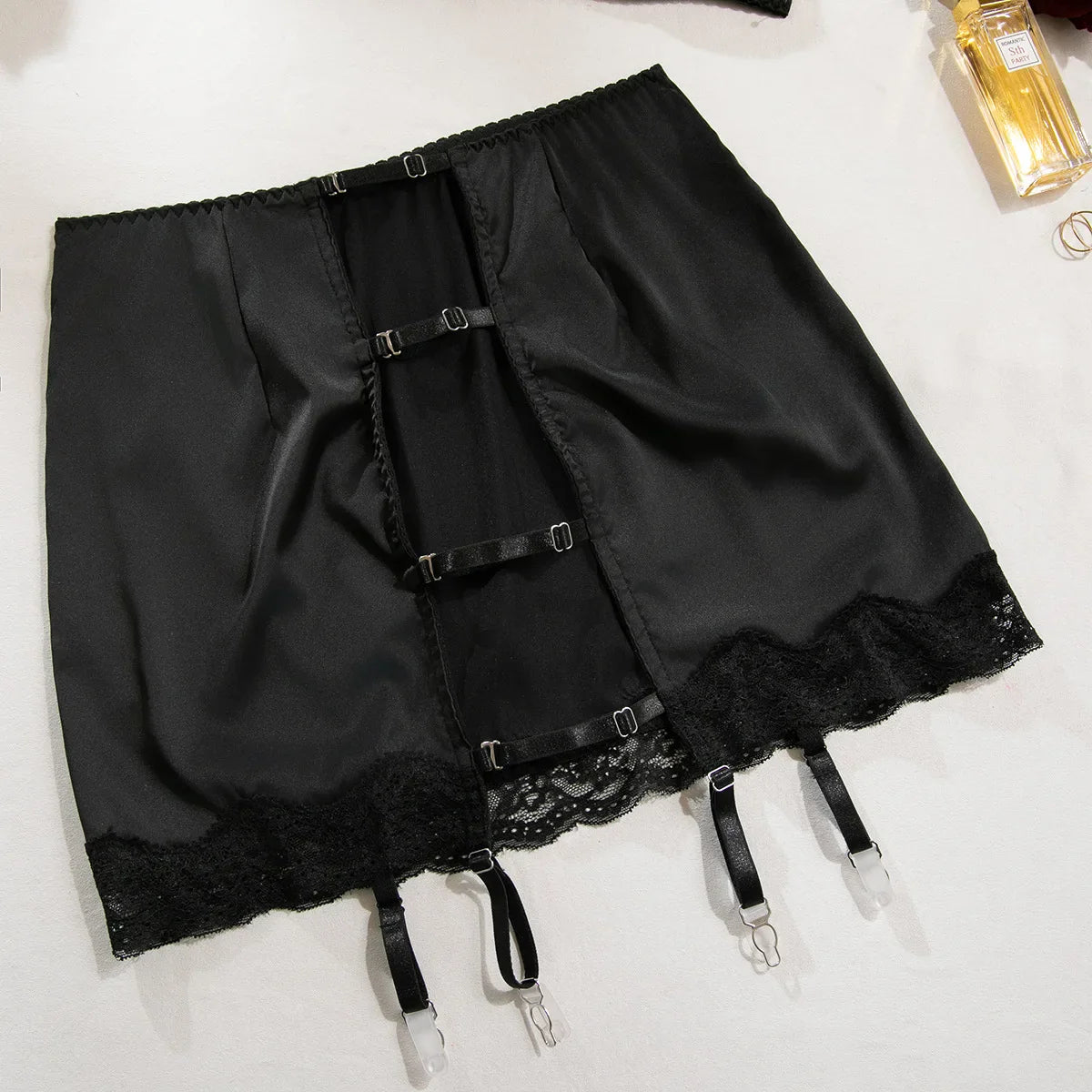 ELLOLACE Women's Sexy Lace Lingerie Set - Underwire Bra & Brief with Garter 3-Piece Set