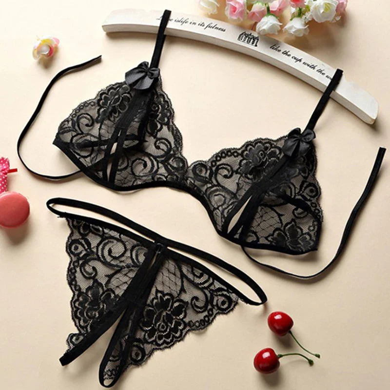 HELTFARM Women's Wireless Full Cup Bra & Brief Set - Unlined Sexy Nylon Lingerie