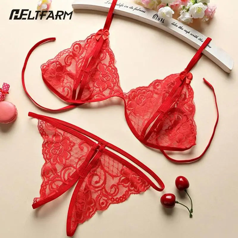 HELTFARM Women's Wireless Full Cup Bra & Brief Set - Unlined Sexy Nylon Lingerie