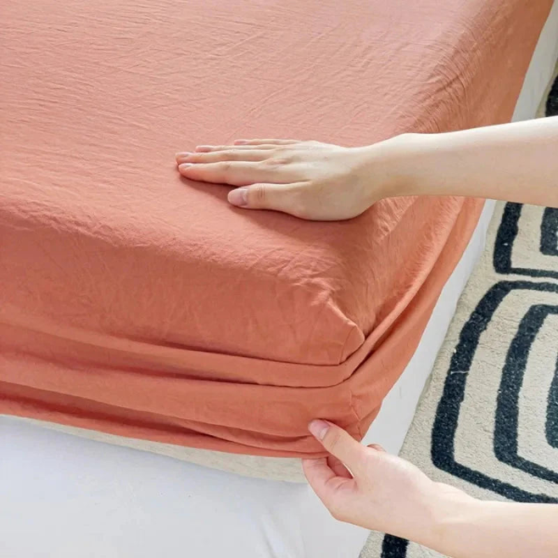 Luxury Washed Cotton Fitted Sheet NoEnName_Null