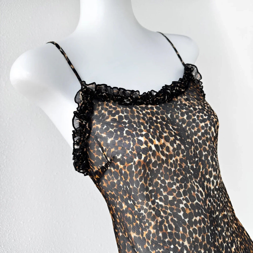 Women's 100% Silk Leopard Print Camisole - Strapless Lace Trim Tank Top Summer 2025