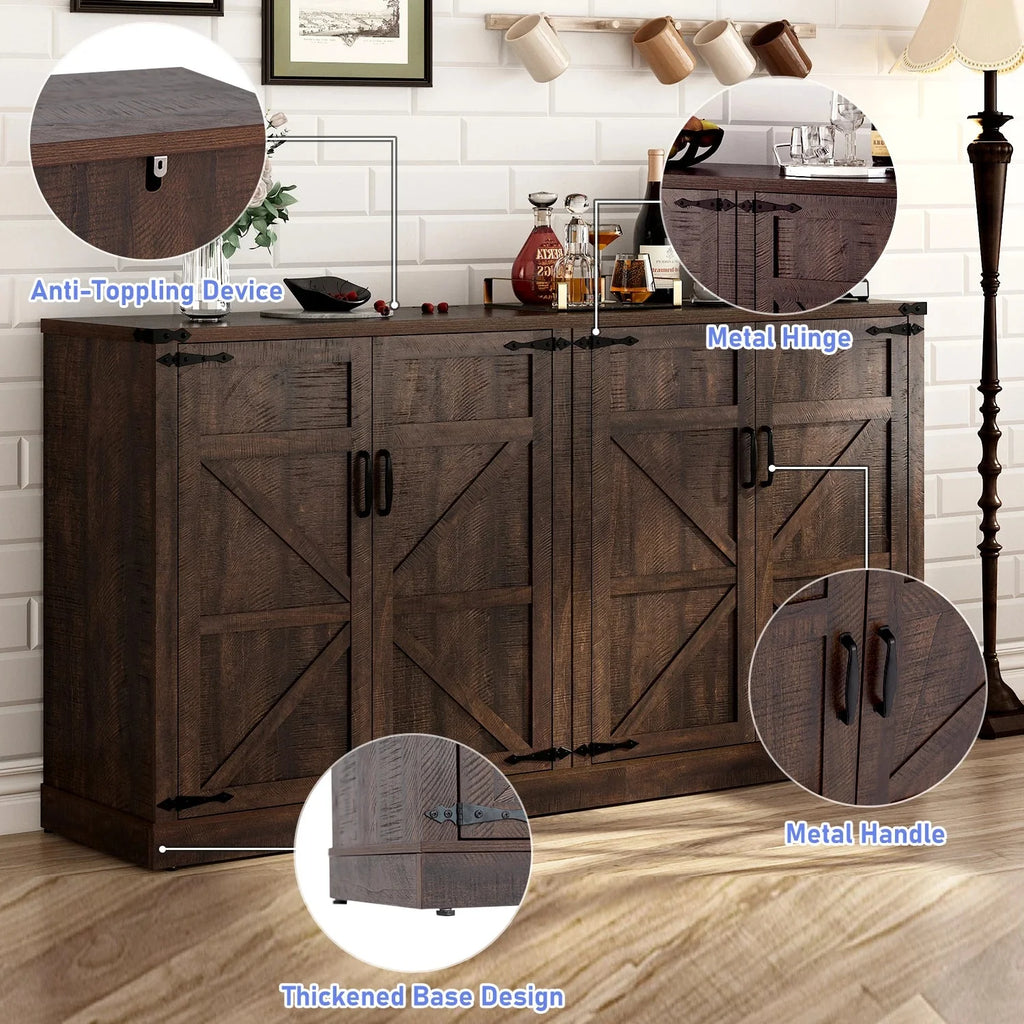 QiaoShiRen Farmhouse Sideboard Cabinet QiaoShiRen