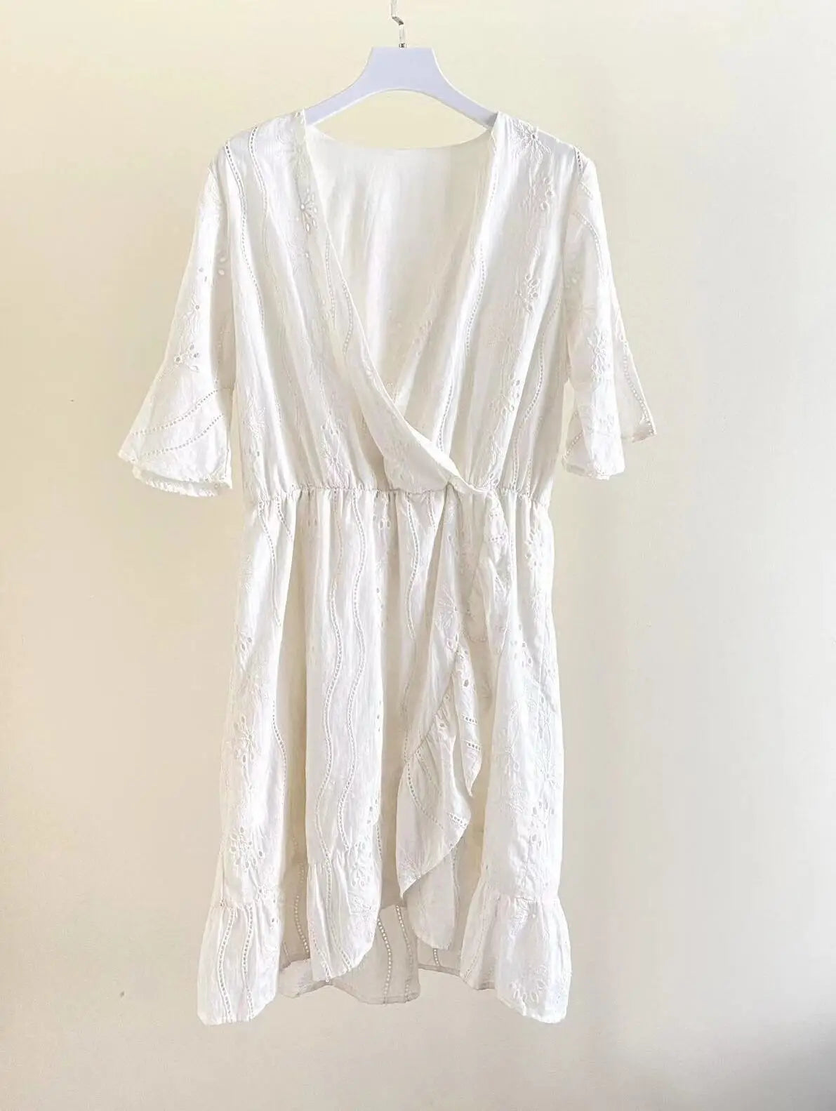 Summer A-Line V-Neck Dress with Irregular Hem