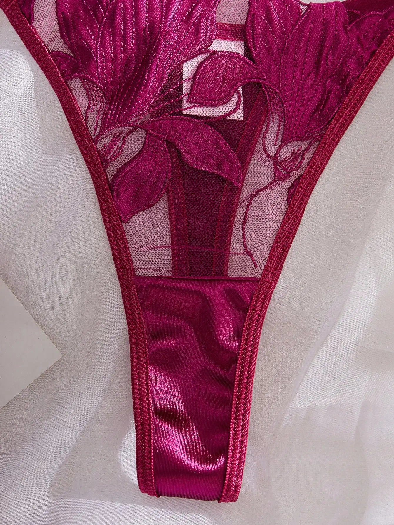 CasLand Women's Purple Underwire Bra & Brief Set - 3/4 Cup Push Up Floral Embroidery 75-90 ABC