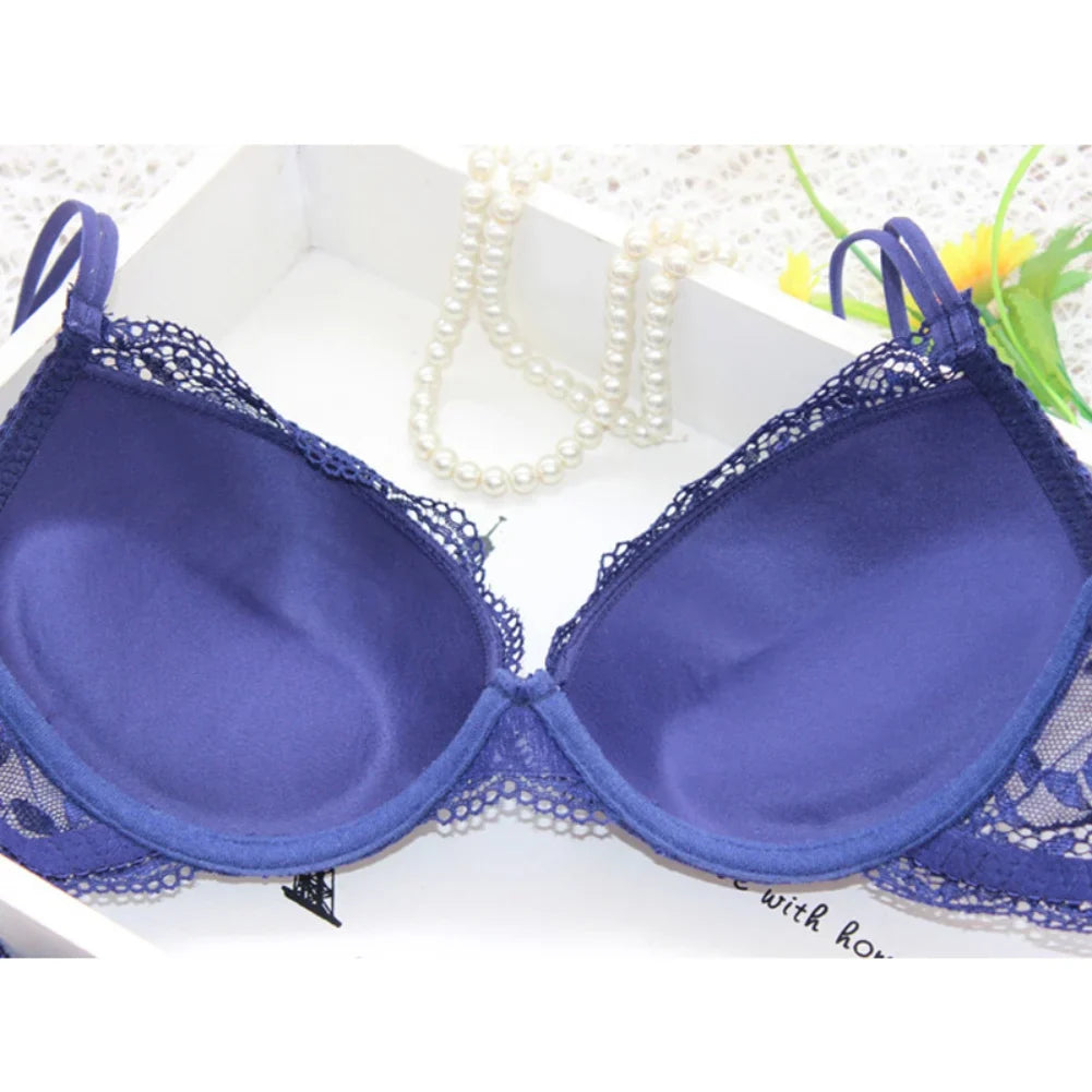Women's Wireless Padded Lace Bra & Brief Set - 3/4 Cup Sexy Lingerie