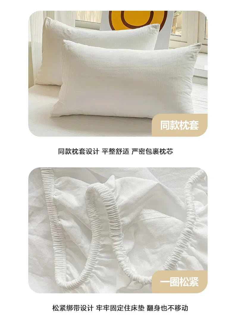Luxury Washed Cotton Fitted Sheet NoEnName_Null