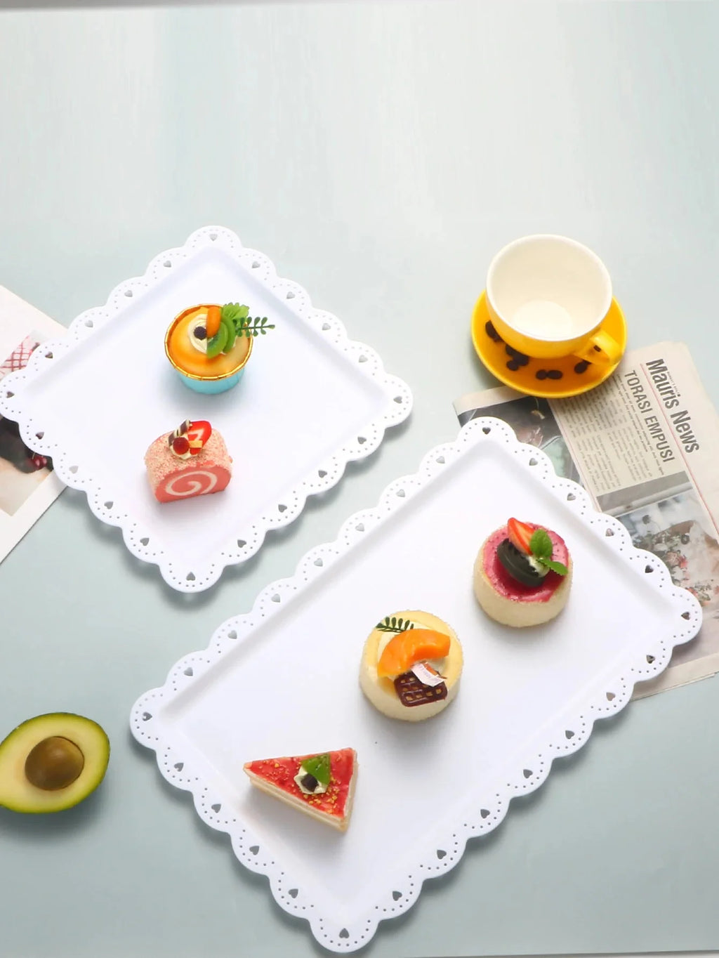 Rectangular Dessert Plates Set of 2 - Reusable PP Plastic Square Serving Plates The Max Mall