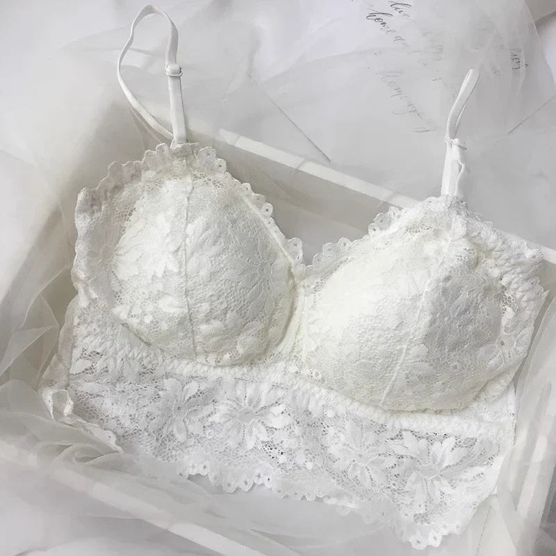 Women's Wireless Tube Top Bra - Lace Bandeau Push Up Padded Strapless Bralette M-XL