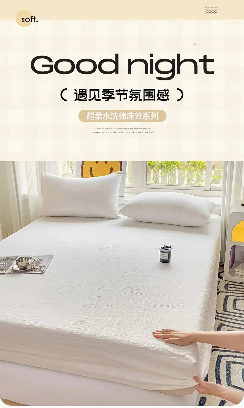 Luxury Washed Cotton Fitted Sheet NoEnName_Null
