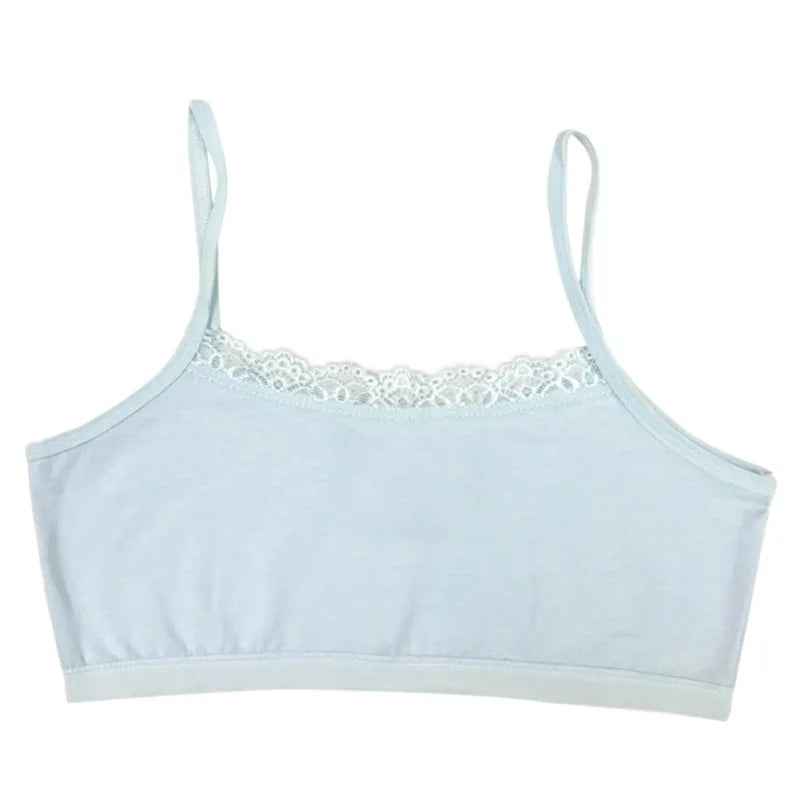 Baywell Girls' Cotton Training Bra - Thin Strap Vest-Style Sling Bra 8-12 Years