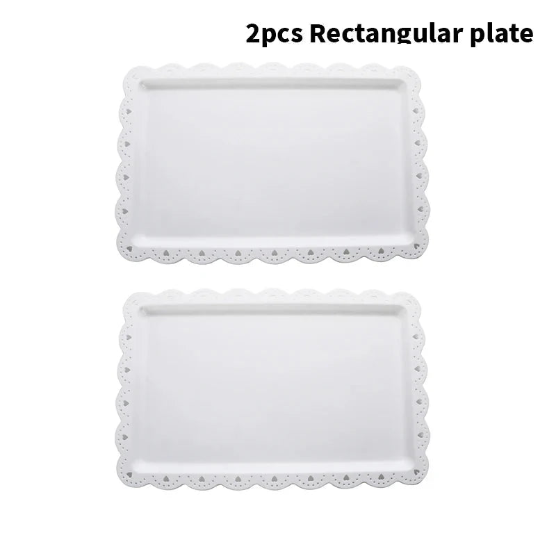 Rectangular Dessert Plates Set of 2 - Reusable PP Plastic Square Serving Plates The Max Mall