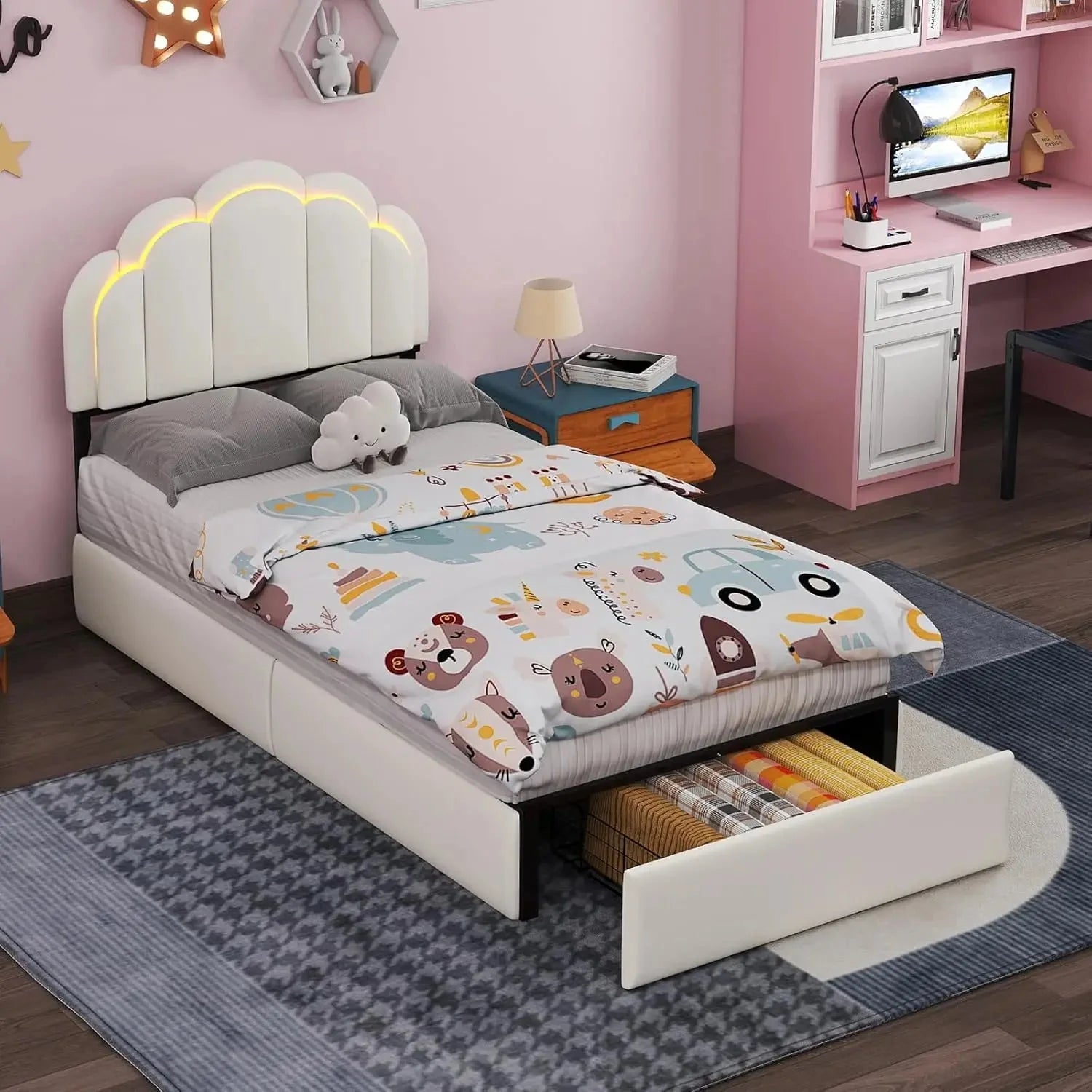 ANGDUO Princess Bed Frame with LED Lights ANGDUO