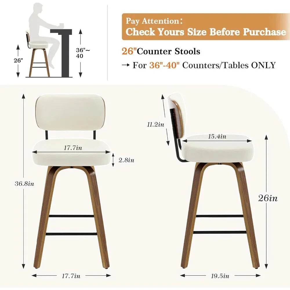 GUANGBAI Swivel Counter Height Bar Stools Set of 4 GUANGBAI