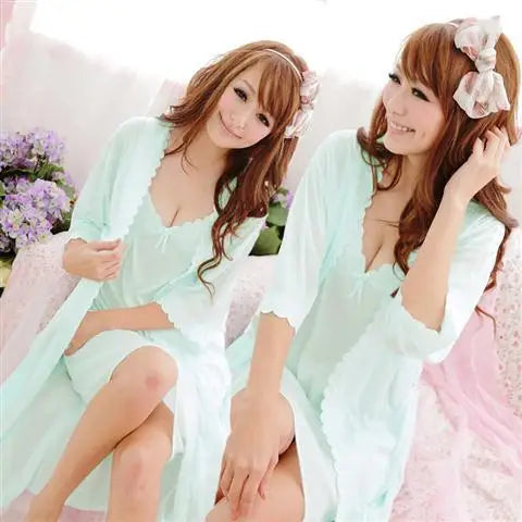 Sothoryos Women's Cotton Robe Gown Set 2pcs