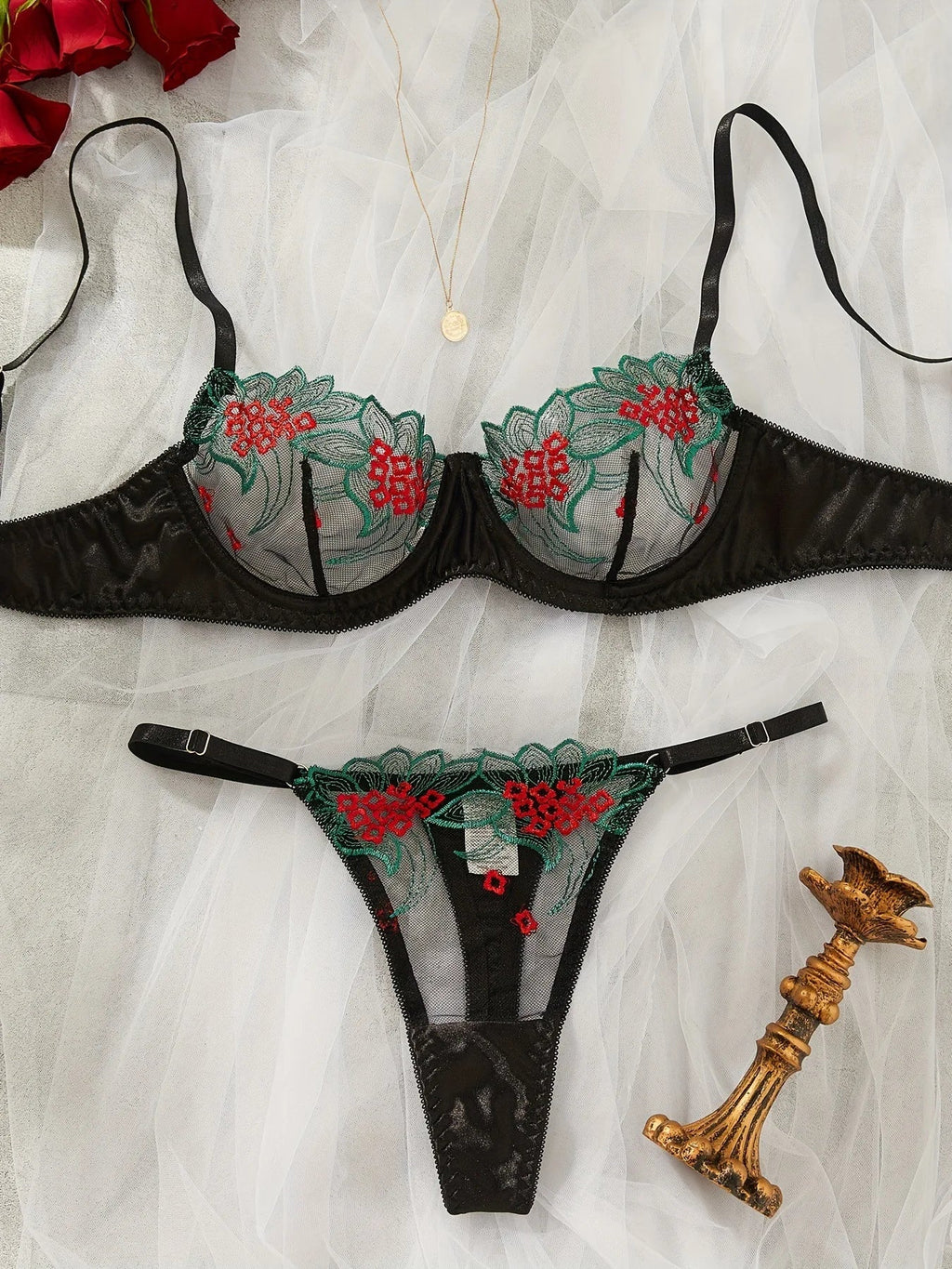 Women's Full Cup Bra & Brief Set - One-Piece Everyday Nylon Lingerie