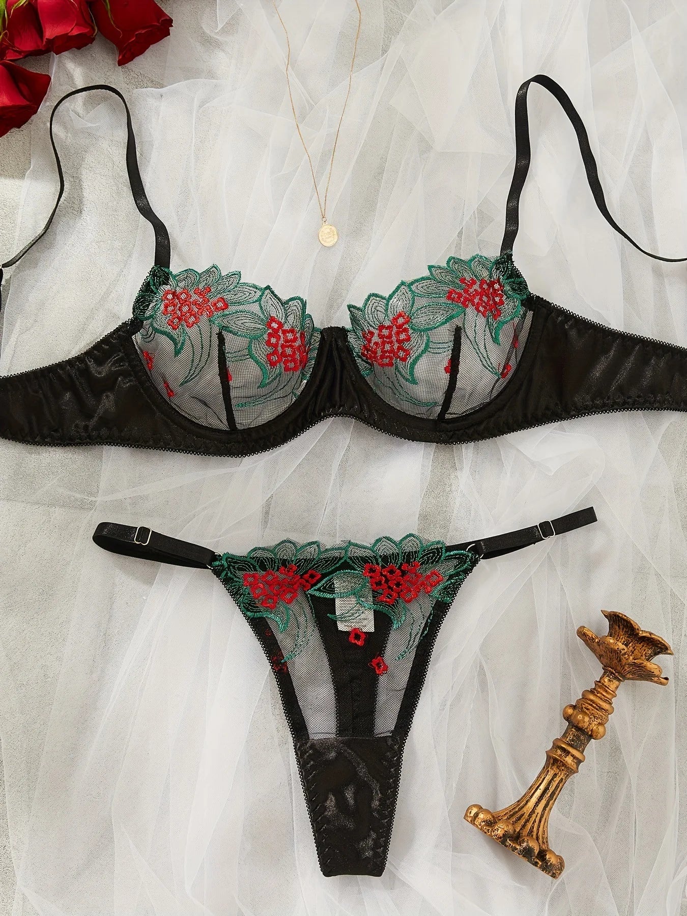 Women's Full Cup Bra & Brief Set - One-Piece Everyday Nylon Lingerie