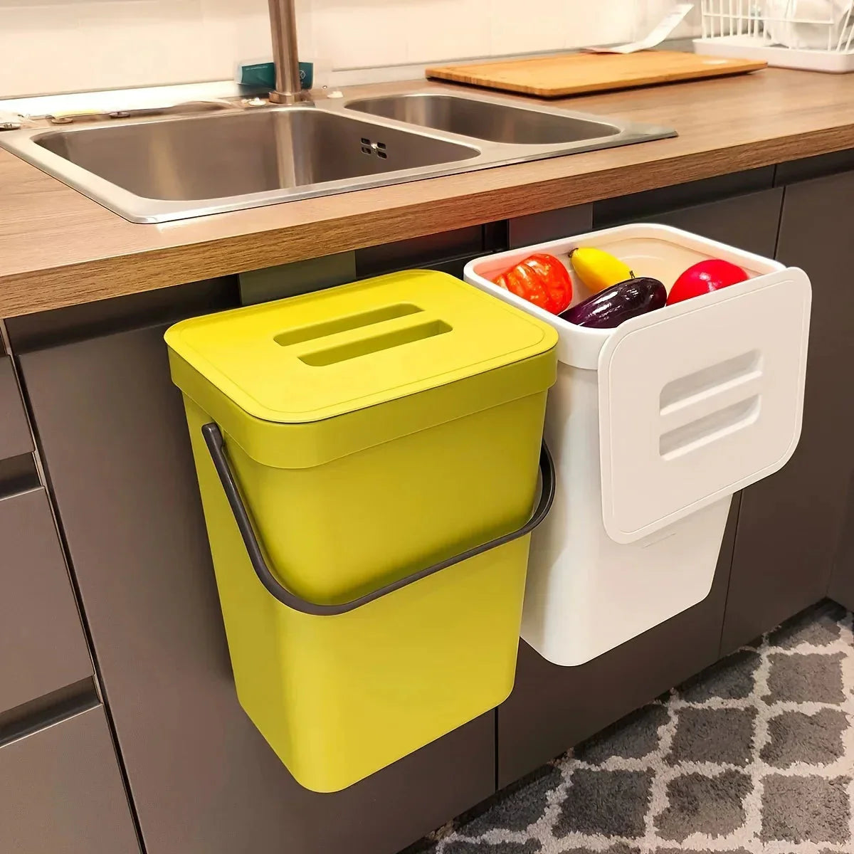 Kitchen Waste Bin Household Countertop Container with Lid for Rubbish Composter The Max Mall