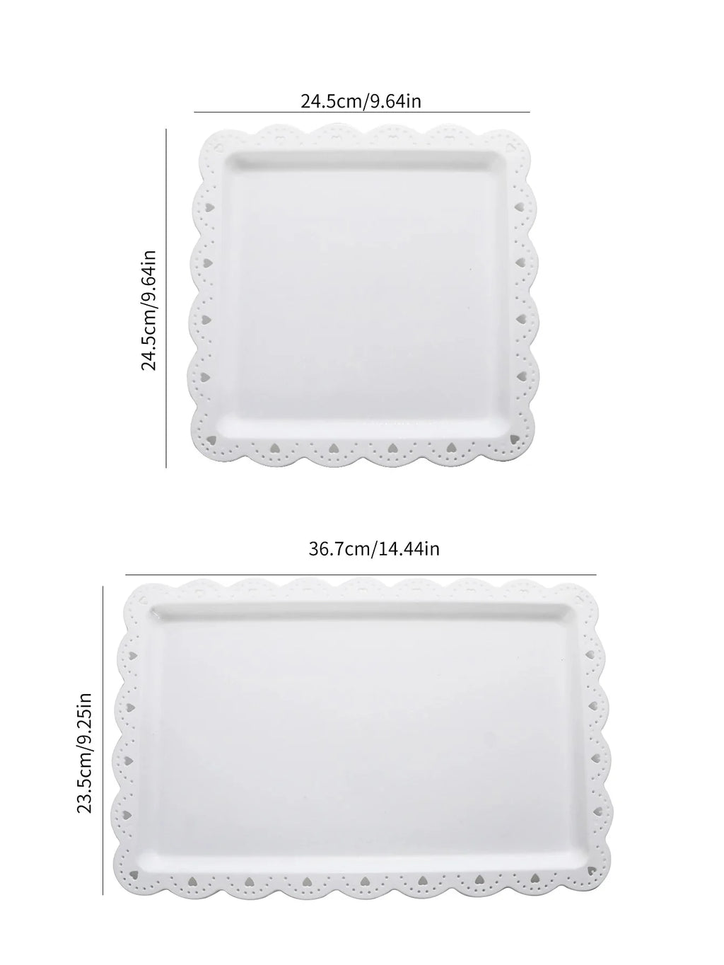 Rectangular Dessert Plates Set of 2 - Reusable PP Plastic Square Serving Plates The Max Mall