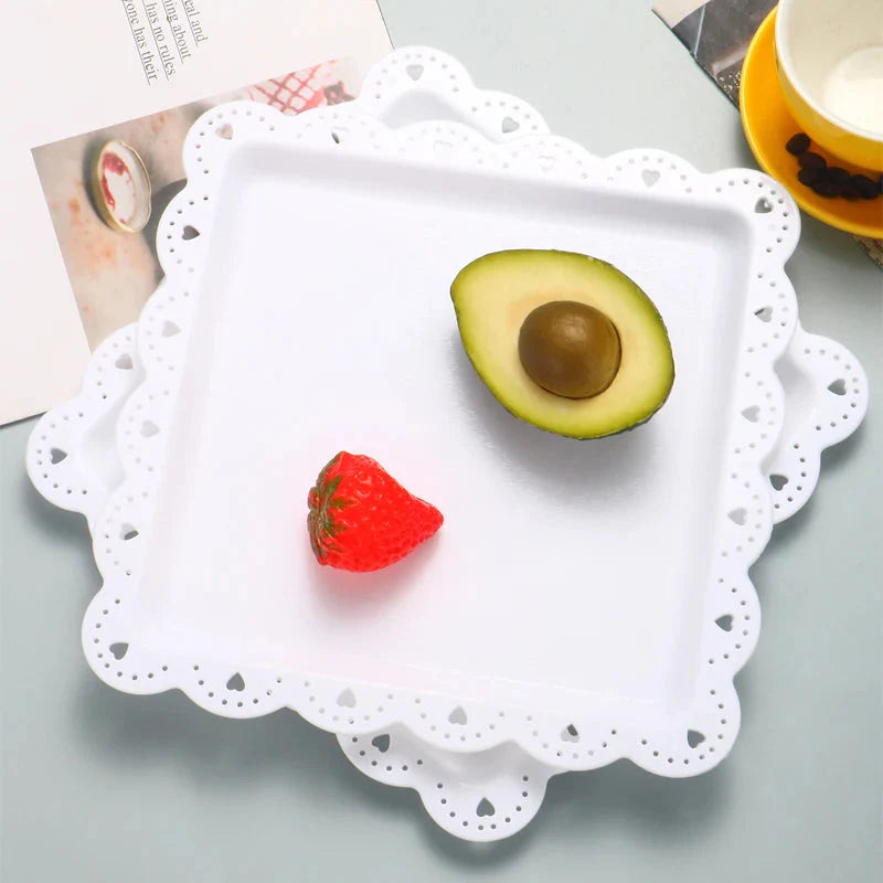 Rectangular Dessert Plates Set of 2 - Reusable PP Plastic Square Serving Plates The Max Mall