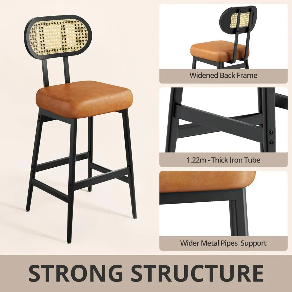 GUANGBAI Rattan Back Bar Stools GUANGBAI