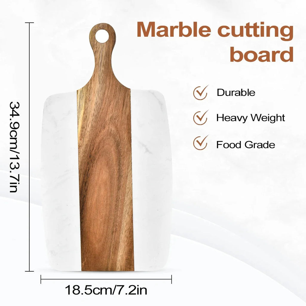 Elegant Wooden and Marble Cutting Board, Stylish and Durable Cutting Board, Perfect for Slicing and Serving Cheese or Meats The Max Mall