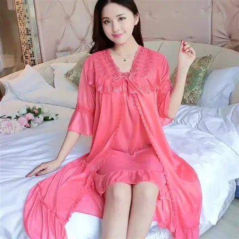 Sothoryos Women's Cotton Robe Gown Set 2pcs