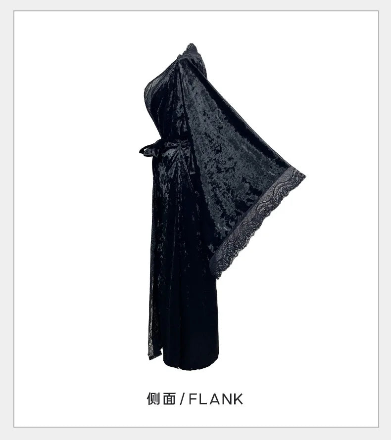 YZYOUTHZING Women's Velvet Long Robe - Ankle-Length Kimono Bathrobe with Lace Trim Sleepwear Nightgown