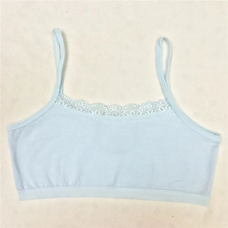 Baywell Girls' Cotton Training Bra - Thin Strap Vest-Style Sling Bra 8-12 Years