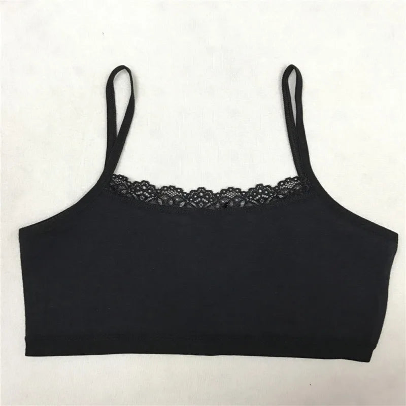 Baywell Girls' Cotton Training Bra - Thin Strap Vest-Style Sling Bra 8-12 Years