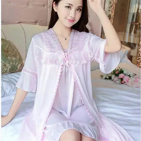 Sothoryos Women's Cotton Robe Gown Set 2pcs