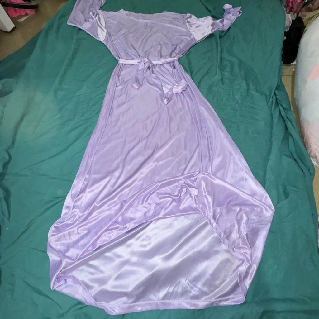 COZOK Women's Ankle-Length Nightgown - Long Sleeve Round Neck Spring Sleepwear Dress