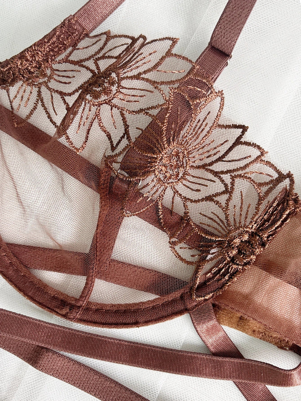 Women's Underwire Floral Embroidery Bra & Brief Set - Unlined Sexy Lingerie S-XL