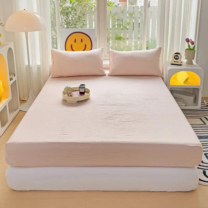 Luxury Washed Cotton Fitted Sheet NoEnName_Null
