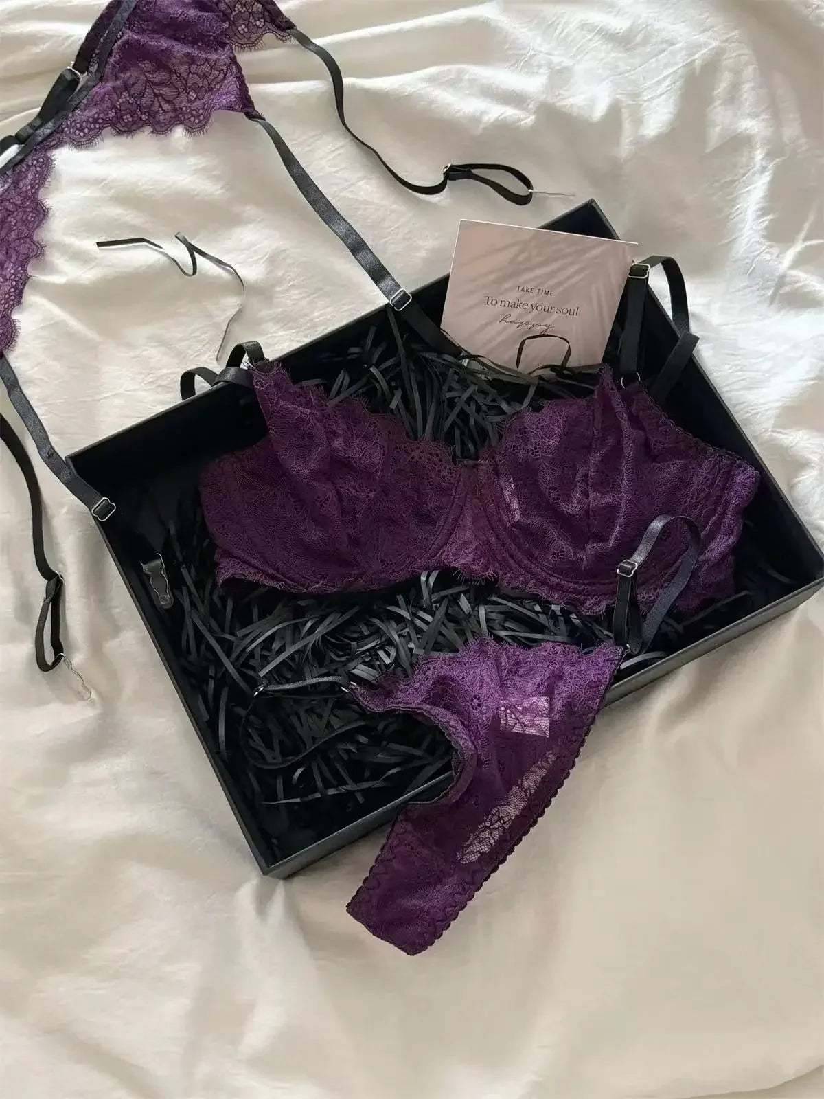 Koedse Sert Women's Seamless Underwire Bra & Brief Set - 3/4 Cup Push Up Bow Sexy Lingerie