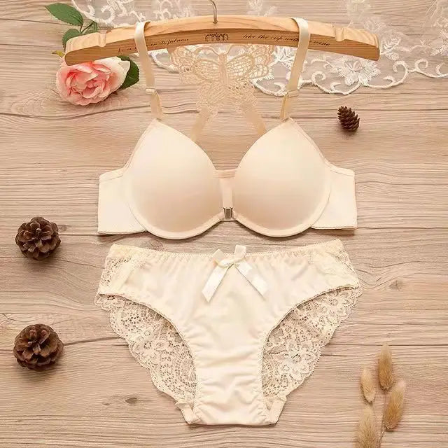 Butterfly Bra Brief Sets Detachable Double Straps Underwear