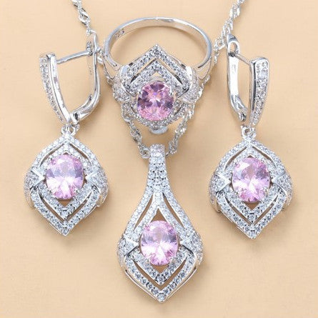Diamond Treatment Mixed Gem Water Wave Chain Jewelry Set The Max Mall